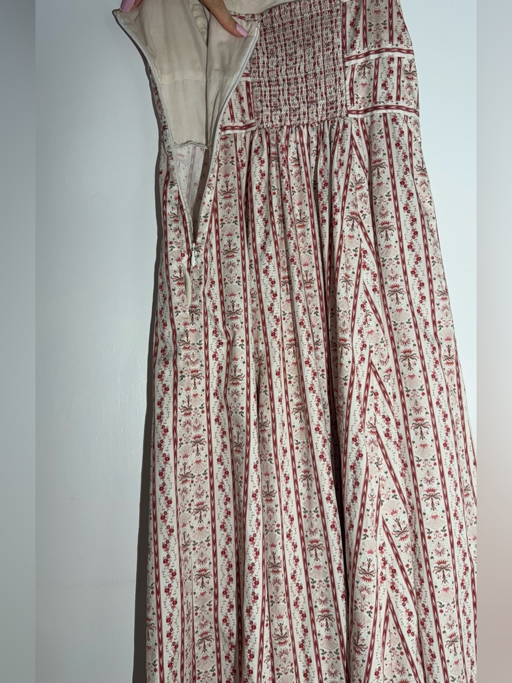 Hill House Strapless Pink & White Floral Midi Dress - Picture 12 of 16
